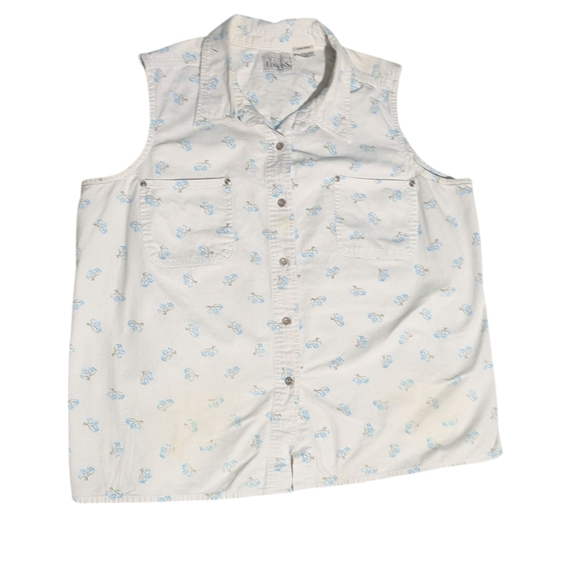 🩵 3/$15 Basic Editions Vintage Denim Button Up Top - Picture 1 of 6